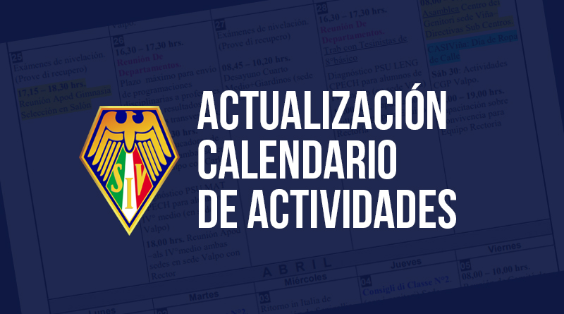 Actualización Calendario Actividades