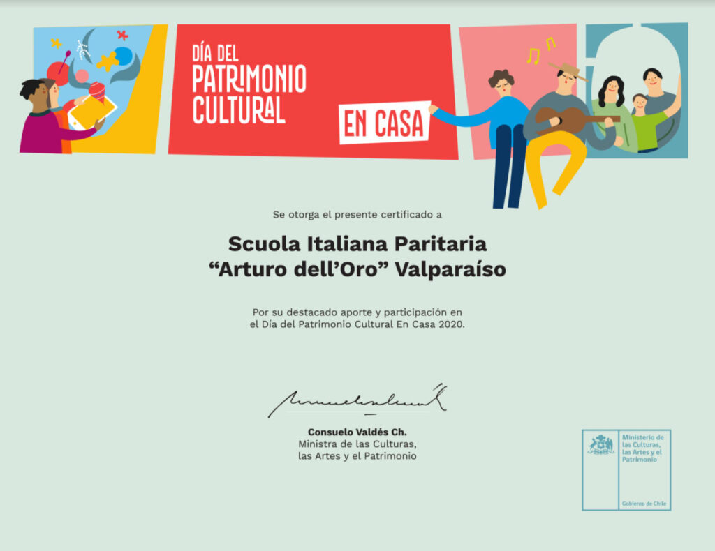 Reconocimiento por participación en el Día del Patrimonio en Casa 2020