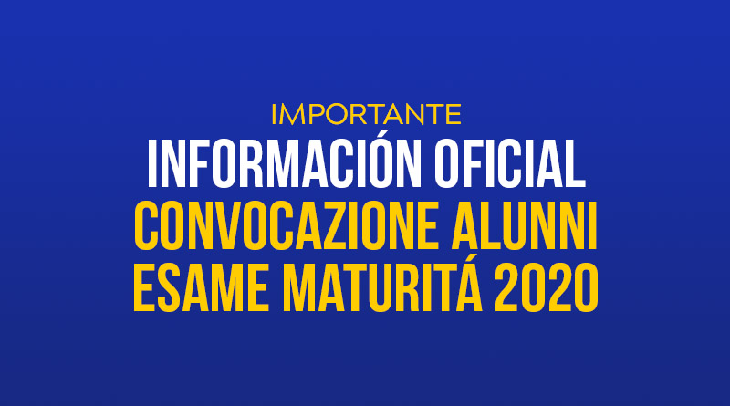 Convocazione Alunni Esame Maturitá 2020